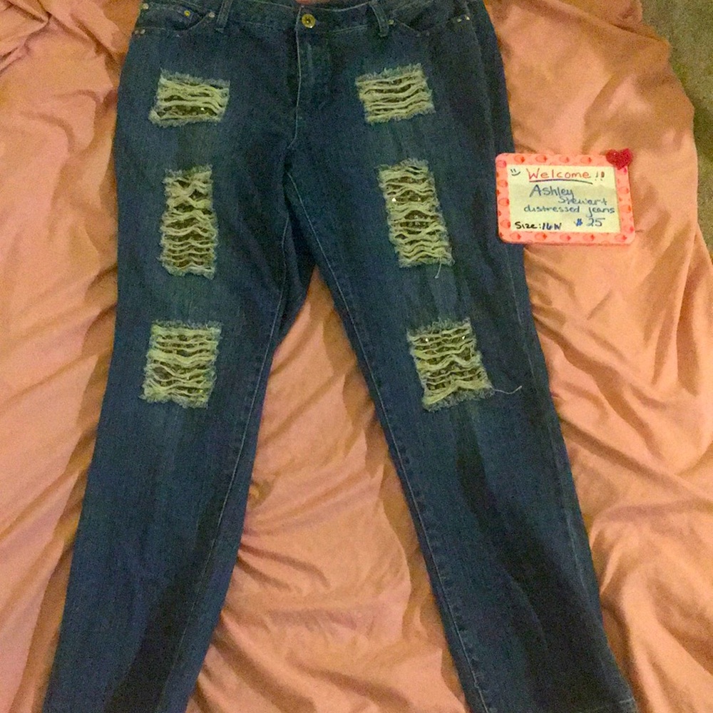 Ashley Stewart distressed jeans